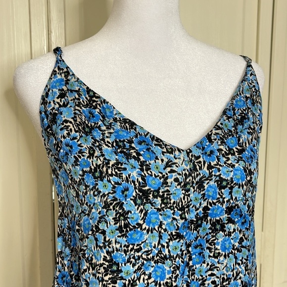 TOPSHOP Women's Casual Blue Romper in Grunge Floral Print Size 8 - Picture 2 of 7